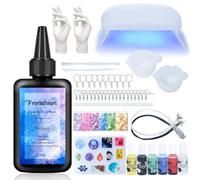 UV Lamp+100G Upgrade UV Resin,UV Glue Ultraviolet Curing, Solar Cure Sunlight Activated Resin Adhesive Glue+ Color Pigment + Sequin +Tool +Glove UV Resin Starter Kit for Jewelry Making