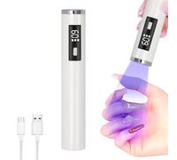 UV Lamp for Gel Nails, Mini Rechargeable UV LED Lamp with LCD Display for Nails, Portable Small UV Nail Lamp with 2 Timers, 20/60S, Nail Dryer for All UV Gel Nail Polishes (White)