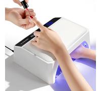 UV LED Nail Lamp, 120W UV Light for Gel Nails with 69 Beads, Fast Curing Professional Nail Dryer for Gel Polish, Two-Hand Design, Detachable Arm Rest Base, Sensor, 3 Timers for Fingernails & Toenails