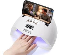 UV LED Nail Lamp, 220W UV Nail Polish Light with Phone Holder Professional Nail Gel Polish Dryer Curing Lamp with 4 Timer Setting, Auto Sensor 45 Beads for Nail Art Design