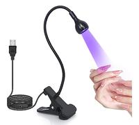 UV Light for Gel Nails - LED Gooseneck Flash Cure Lamp, Manicure Dryer Black Light with Clamp, 365+395nm Wavelength 5V 3W 4 Levels Dimming