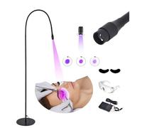 UV Light for Light-Curing UV Eyelash Extension Glue, UV LED Eyelash Extension Light +Eye Patch + Goggles+ Foot Switch, Adjustable Spot Size, 10 W Flexible Gooseneck, 395-400nm,Black