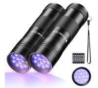 UV Light Torch, 12 LED UV Lamp Ultraviolet Torch, 2PCS UV Flashlight for Pet Urine Detector, 395nm Blacklight Torch for Money, Documents, Invisible Insects Detector On Floor (6 AAA Batteries Included)