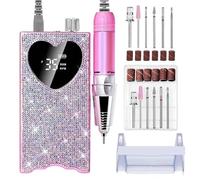 UV Nail Lamp, 96W Rechargeable Nail LED UV Lamp and Nail Drill Machine with Diamonds Heart-Shaped Design for Manicure Polishing Dryer(Nail Drill)