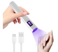 UV Nail Lamp Handheld UV Light Nail Dryer Curing Portable USB Rechargeable Led Mini Nail Lamps Quick Drying 3W Flash Cure Nail Dryer with LED Screen Gift for Women for DIY at Home, Travel, White