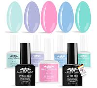 UV Nail Polish Set - High Coverage Shellac for Nails Like in Nail Studio - Shiny Gel Look, Scratch-Resistant & Long Lasting - Professional Manicure for Home - Pastel Spring Summer