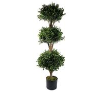 Leaf Design 120cm Buxus Triple Ball Artificial Tree UV Resistant Outdoor Topiary