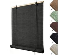 UV Protection Bamboo Roller Shades, Privacy Window Blinds for Home, Easy to Install Roman Bamboo Curtains for Outdoor Patio, Deck & Backyard(Black,W120xH250cm)