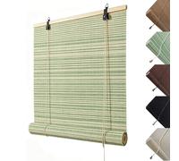 UV Protection Bamboo Roller Shades, Privacy Window Blinds for Home, Easy to Install Roman Bamboo Curtains for Outdoor Patio, Deck & Backyard(Green,W130xH230cm)