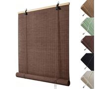 UV Protection Bamboo Roller Shades, Privacy Window Blinds for Home, Easy to Install Roman Bamboo Curtains for Outdoor Patio, Deck & Backyard(Maroon,W80xH200cm)