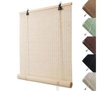 UV Protection Bamboo Roller Shades, Privacy Window Blinds for Home, Easy to Install Roman Bamboo Curtains for Outdoor Patio, Deck & Backyard(Natural,W130xH270cm)
