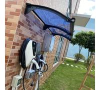 UV Protection Door Canopy 2.5mm Thick Polycarbonate Black Aluminum Frame Adjustable Width 45-100cm Sl esign for Front Door Awnings (65x190cm/26x75)