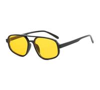 Uv Protection Fashion Double Bridges Cat Eye Sunglasses For Women Retro Leopard Gradient Shades Uv400 Men Trending Sun Glasses(Black Yellow)