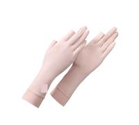 UV Protection Gloves 2 Pair Spring Summer Mid-length Sports Ice Silk Cool Riding Driving Sun Protection Gloves Women(Light pink)
