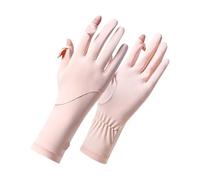UV Protection Gloves 2 Pair Thin Sunscreen Gloves Ice Silk Slip Resistant Sun Protection Gloves Elastic Cycling Driving Gloves Women(Pink)