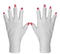 UV Protection Gloves for Manicures, Fingerless Gloves, Moisturising Glove, Art Skin Care Fingerless Glove for Women Men Protect Hands from Sun and Nail Dryer Harm (White)