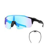 UV Protection Sports Sunglasses, Photochromic Outdoor Sports Sunglasses, Polarised Cyclists for Men and Women, Glasses for Outdoor Hiking with Lightweight Adaptive Lens Technology for Hiking, blue