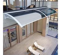 UV Protection Window Awning Curved Polycarbonate Door Canopy Garden Porch Shelter Multiple Sizes 60120cm Durable Transparent Cover with White Bracket (80x160cm)