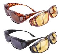 UV Protection Wrap Around Sunglasses - Pack of 2 - Black or Tortoise Shell (Black)