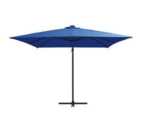 UV Protective Polyester Cantilever Parasol Solar LED Lights 360° Rotation | Cantilever Garden Parasol with LED Lights and Steel Pole 250x250 cm Azure Blue Outdoor Umbrella with Solar Powered