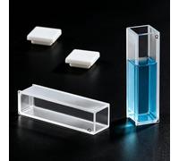 UV Quartz Cuvettes（2pcs) for Spectrophotometer Standard Cuvettes, 10 mm Pathlength, 2 Optical Windows, Spectral Range: 190-2500 nm, 3.5 ml Capacity with Non-Sealed PTFE Caps