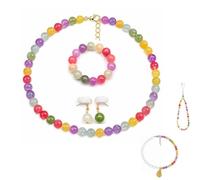UV-Reactive Beaded Jewellery Collection, Stackable Colour-Changing Necklace, Sunlight Activated Rainbow Hues, Lightweight Resin Jewellery for Beach, Festivals, Swimming & Everyday (SET-3,2PCS)