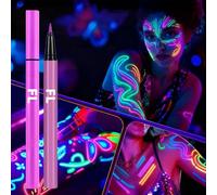 UV-Reactive Face and Body Paint Pen, Purple, Pointed Applicator, 1-Pack | Direct application for detailed neon-style lines and patterns, removable cap for storage, festival and themed party make-up