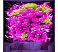 UV Reactive Neon Grape Art Tapestry, Glow in the Dark Psychedelic Fruit Tapestries, Blacklight Neon Glow Wall Hanging for Dorm Bedroom Living Room Home Decor 76x102 cm K8f18