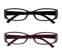 UV Reader The Reading Glasses Company Black & Black Purple Diamonte Style Readers Value 2 Pack Womens Ladies RR93-15 +1.00