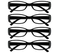 UV Reader The Reading Glasses Company Black Diamonte Style Readers Value 4 Pack Designer Style Womens Ladies UVR4093BK +3.00