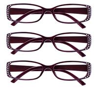 UV Reader The Reading Glasses Company Black & Purple Diamonte Style Readers Value 3 Pack Designer Style Womens Ladies UVR3093P +1.50