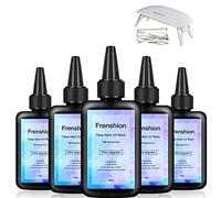 UV Resin- 5X100g Upgrade Hard Type Crystal Clear, UV Glue Ultraviolet Curing, Solar Cure Sunlight Activated Resin Clear Adhesive Glue For Jewelry Making Craft Decoration+Mini Lamp