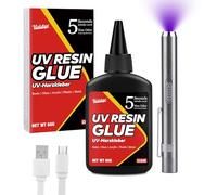 UV Resin Kit with Light - 60g UV Resin with Rechargeable 395nm Flashlight, Fast Curing in 5 Seconds, Clear UV Glue Adhesive for Plastic, Glass Repair, Acrylic, Jewelry Making, DIY, Crafts, Low Odor