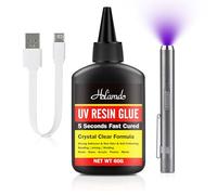 UV Resin Kit with Light, 60g UV Resin with Rechargeable UV Light, 5 Seconds Fast Cured & Bond, Clear UV Glue Adhesive for Repairing/Welding Jewelry, Plastic, Glass, Acrylic, Resin