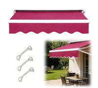 UV-Resint Waterproof Retractable ning Replacement Fabric 400x250cm - Rose Red Canopy Cover for Garden es (Fits 200-700cm nings)