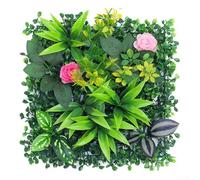 UV Resistant Artificial Green Wall Panel for Indoor Outdoor Spaces 25x25 cm Foliage Decor Backdrop Privacy Screen Eucalyptus Grass Blend (02)