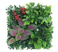 UV Resistant Artificial Green Wall Panel for Indoor Outdoor Spaces 25x25 cm Foliage Decor Backdrop Privacy Screen Eucalyptus Grass Blend (07)