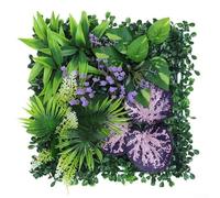 UV Resistant Artificial Green Wall Panel for Indoor Outdoor Spaces 25x25 cm Foliage Decor Backdrop Privacy Screen Eucalyptus Grass Blend (09)