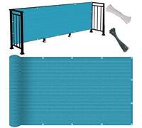 UV Resistant Balcony 95x130 cm, No Drill Outdoor Wind Breaker with Cords & Cable Ties, Sky Blue Garden Fence Protector for Patios & Porches