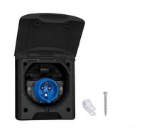 UV Resistant Camping Mains Socket 16A 230V IP44 | UV resistant ABS plastic, 850C self-extinguishing, for durable black casing, long lasting performance
