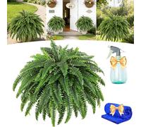UV Resistant Lifelike Artificial Boston Fern, Fern Plant Indoor Artificial, 28/38/60/88 Leaves Silk Artificial Ferns Maintenance-Free For Outdoor Hanging Baskets, Porch, Garden, Patio DéCor (88*1)