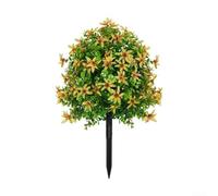 UV-Resistant PE Boxwood Topiary Ball with Natural-Looking Flowers for Sunny or Rainy Outdoor Conditions All Year (Bright yellow)