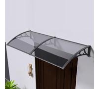 UV Resistant Window Awning Grey Polycarbonate Cover Door Canopy Protective Shelter Outdoor Shade for Facades 2.5mm (60x300cm/24x118 Black)