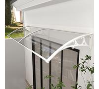 Uv Resistant Window Rain Shelter CoverOutdoor Garden CanopyFront Door Canopy Outdoor AwningSelf Cleaningwith Transparent Polycarbonate and White Aluminium Frame (120x320cm/47 x126)