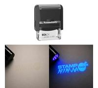 UV Security Stamp with Invisible UV Ink | Custom Personalised Stamp for Asset Marking, Property Identification, Anti-Theft Security & Document Verification (37mm x 12mm - C20)