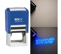UV Security Stamp with Invisible UV Ink | Custom Personalised Stamp for Asset Marking, Property Identification, Anti-Theft Security & Document Verification (40mm x 40mm Q43)