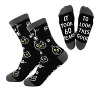 UV STYLISH Cat Socks for Men Women - 60th Birthday Gifts for Men, Novelty Cute Cat Socks for Mother, Black Warm Winter Gift Idea for Cats Lovers, Birthday Funny Gifts for Dad Mom