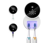 UV Toothbrush Sanitizer and Holder, Wall Mounted Toothbrush Sanitizer with Sterilization & Drying Function, LED Smart Screen, Auto-Inductive Cover, Rechargeable Toothbrush Holder for Home, Travel