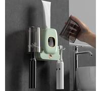 UV Toothbrush Sanitizer, Bathroom Toothbrush Holder Wall Mounted,Toothbrush Sterilizer Holder with Sterilizer Fan Drying Function,Automatic Toothpaste Dispenser Toothbrush Organizer (Light green)