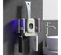 UV Toothbrush Sanitizer, Bathroom Toothbrush Holder Wall Mounted with Sterilizer Fan Drying Function Tooth Brush Cleaner Sterilizer Smart Toothbrush Sterilizer Suitable for Most Homes (Light Green)